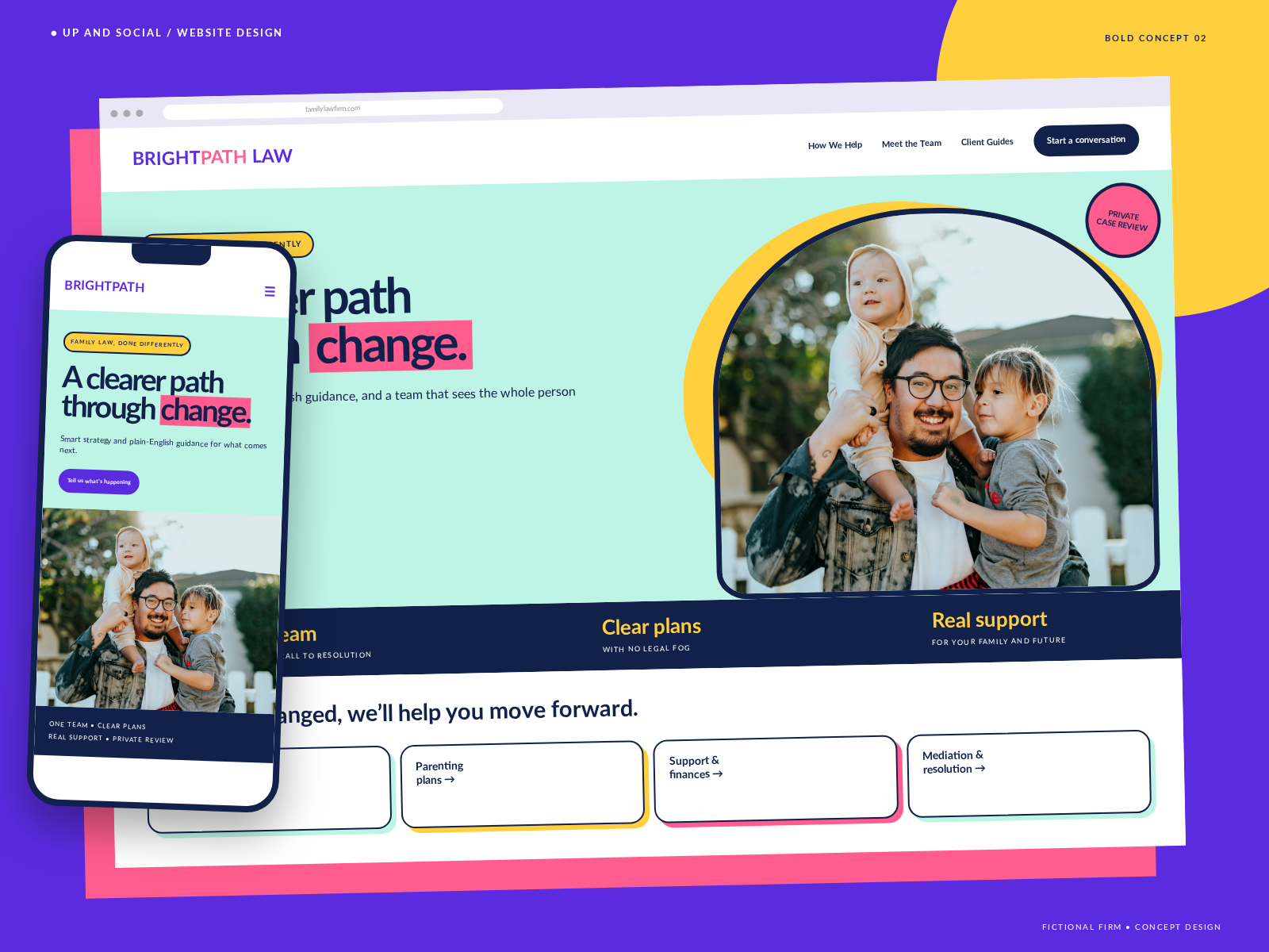 A Clearer Path, fictional family law website concept designed by Up And Social