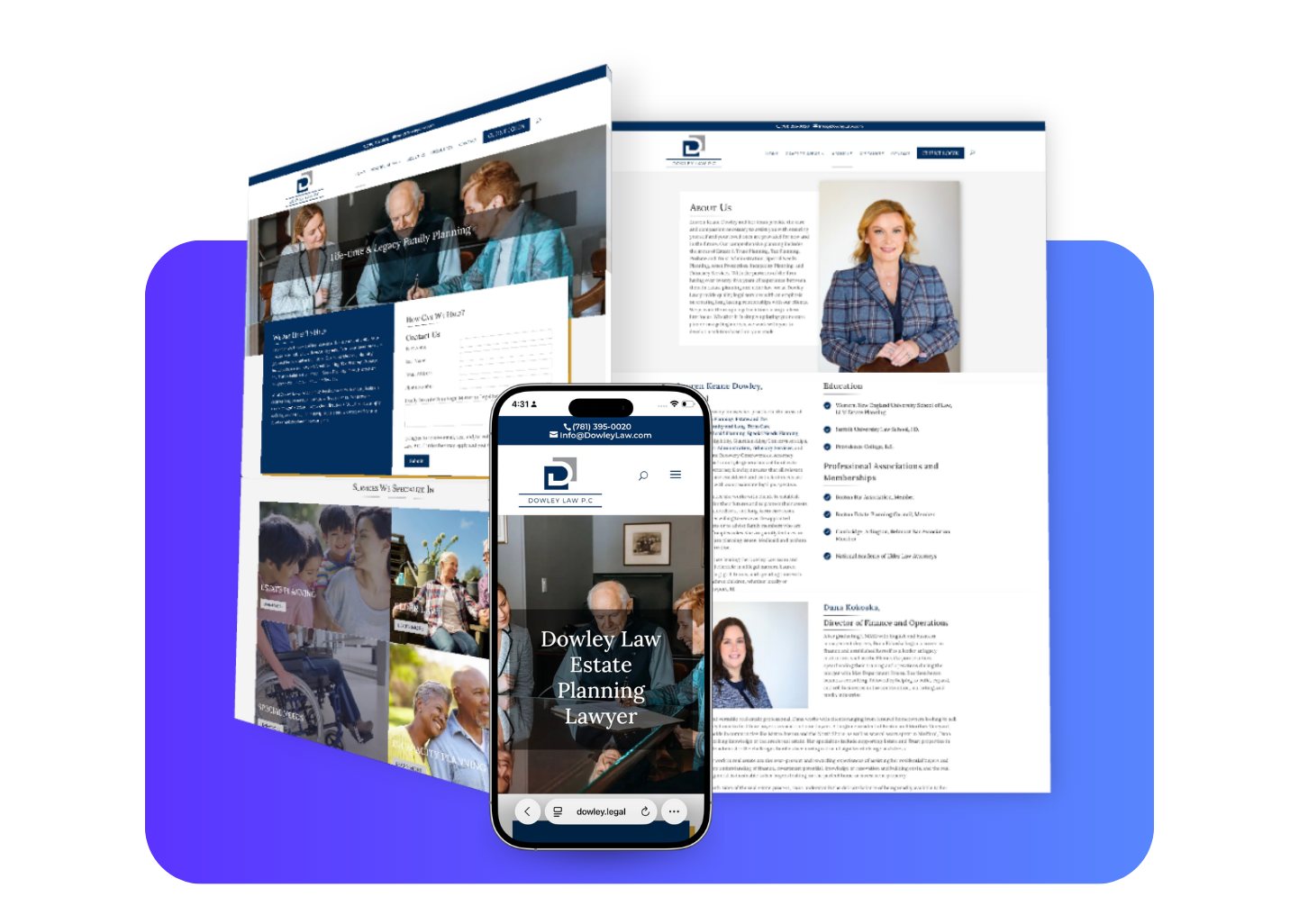 Dowley Law, law firm website designed by Up And Social