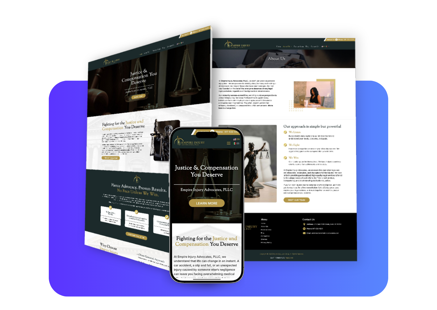 Empire Injury Advocates, law firm website designed by Up And Social