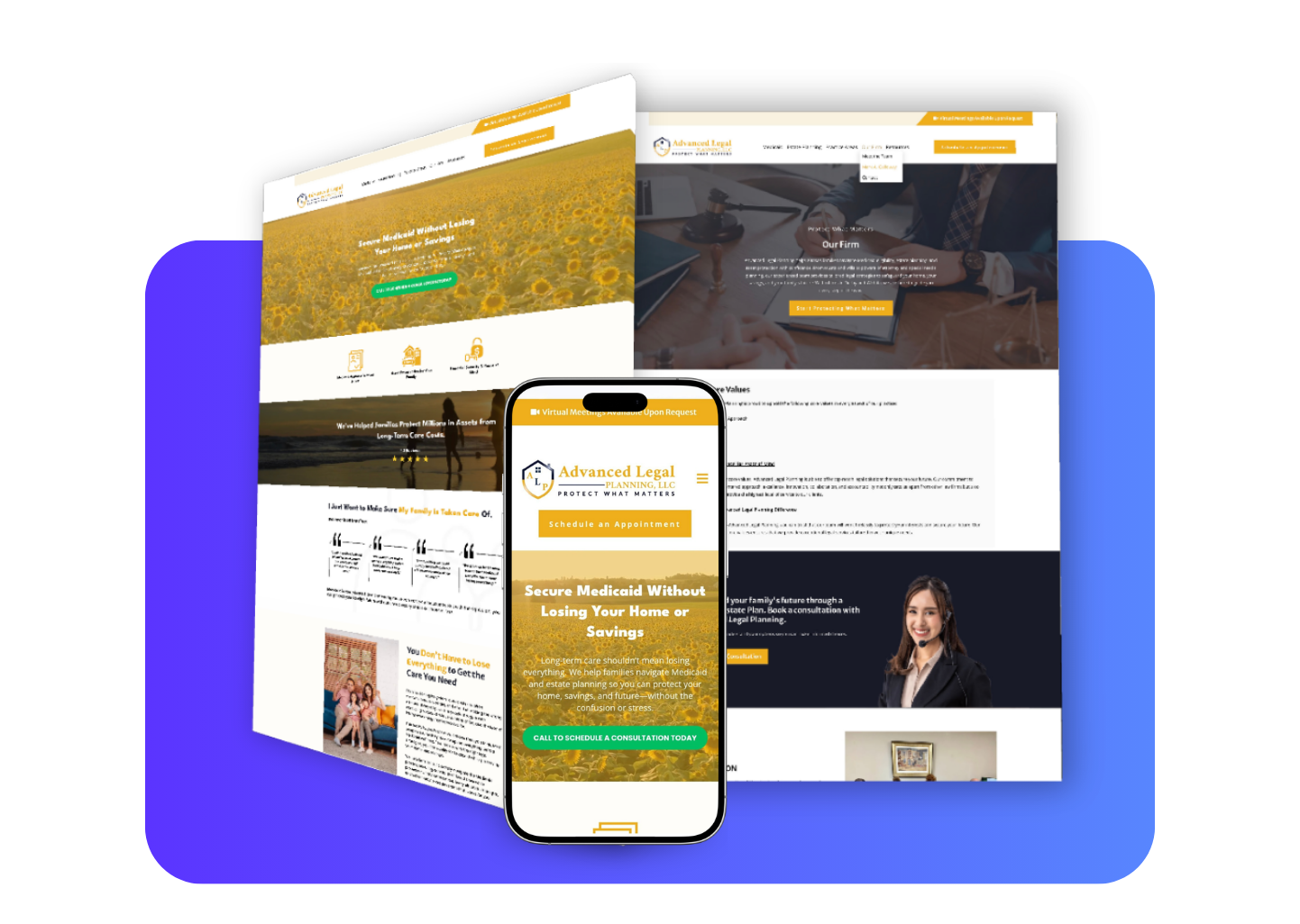 Advanced Legal Planning, law firm website designed by Up And Social