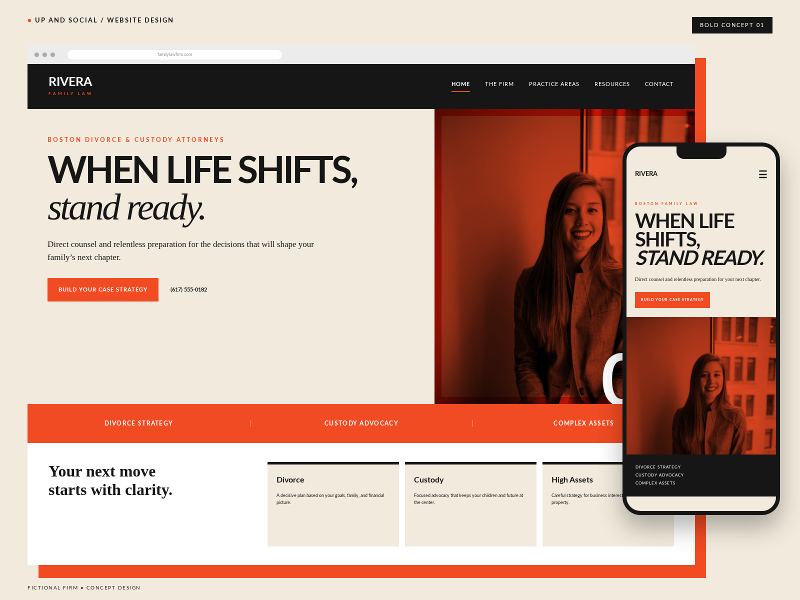 Stand Ready, fictional family law website concept designed by Up And Social